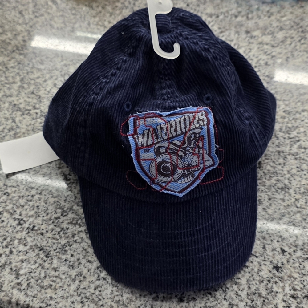 NWT GAP Kids Velvet Blue Navy Athletic Baseball Cap Hat S/M Warriors 34 Est 1969